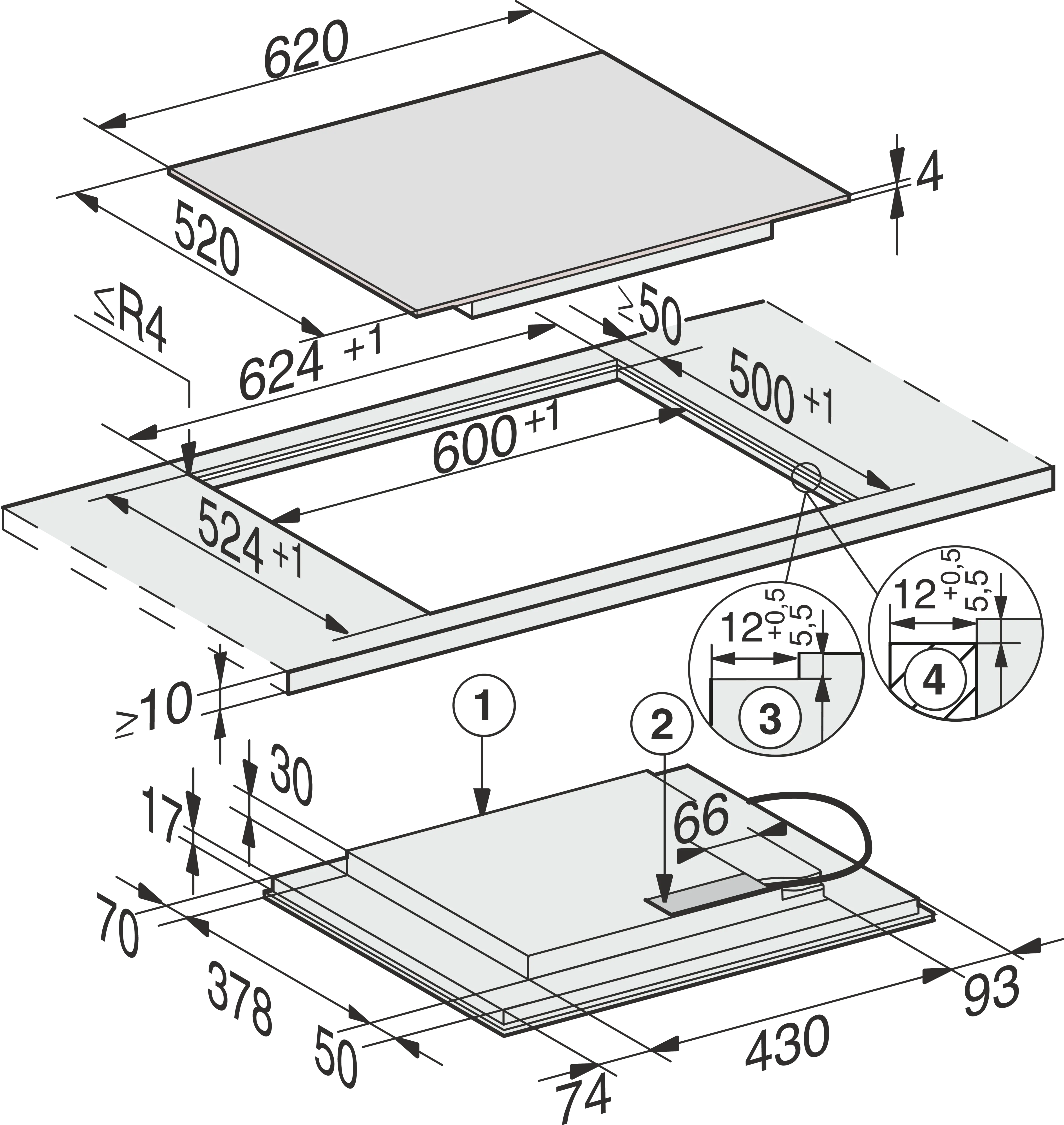 Plita incorporabila pe inductie Miele Gold cu 4 zone KM 7564 FL