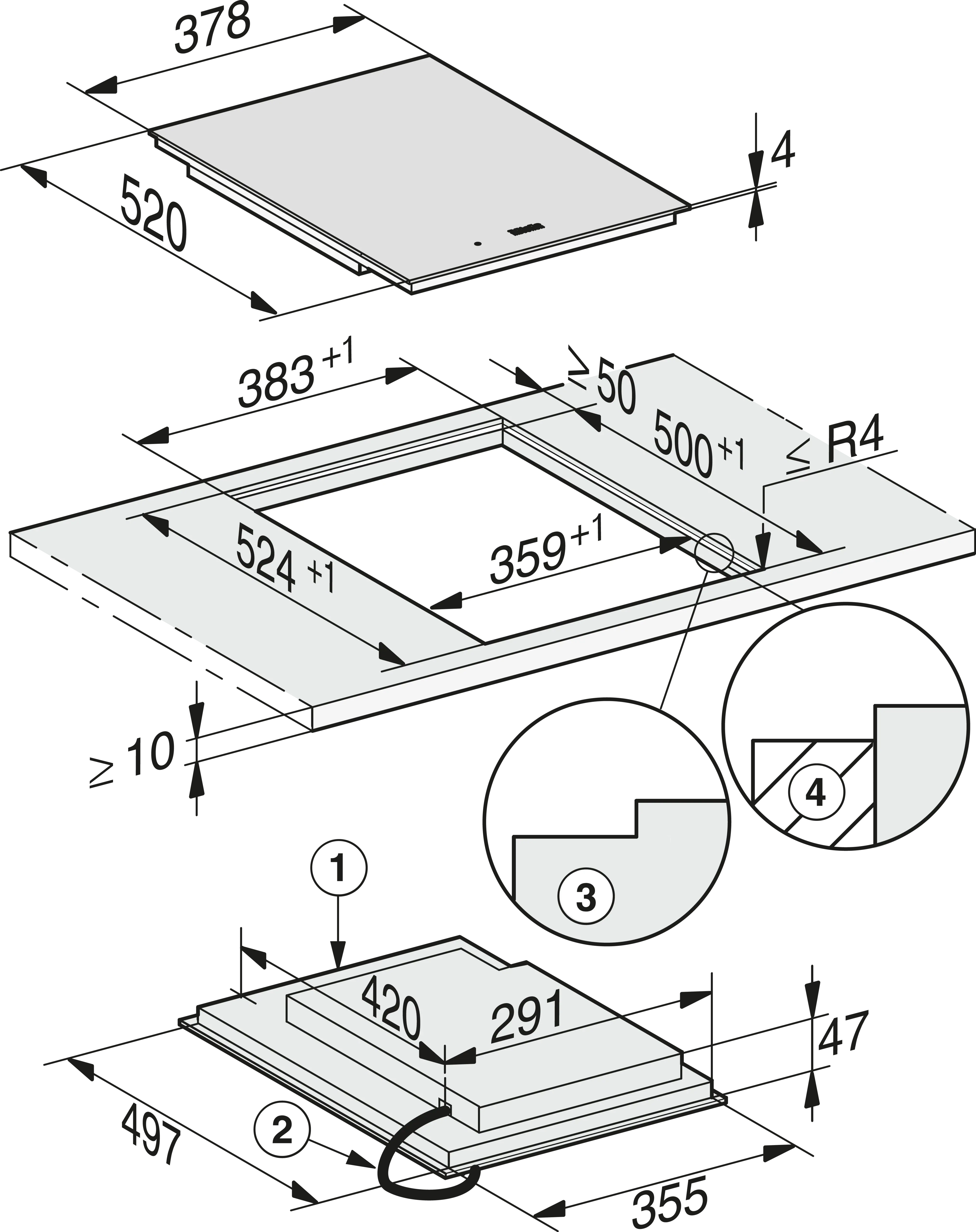 Plita incorporabila pe inductie Miele Platinum cu 2 zone CS 7612 FL Negru