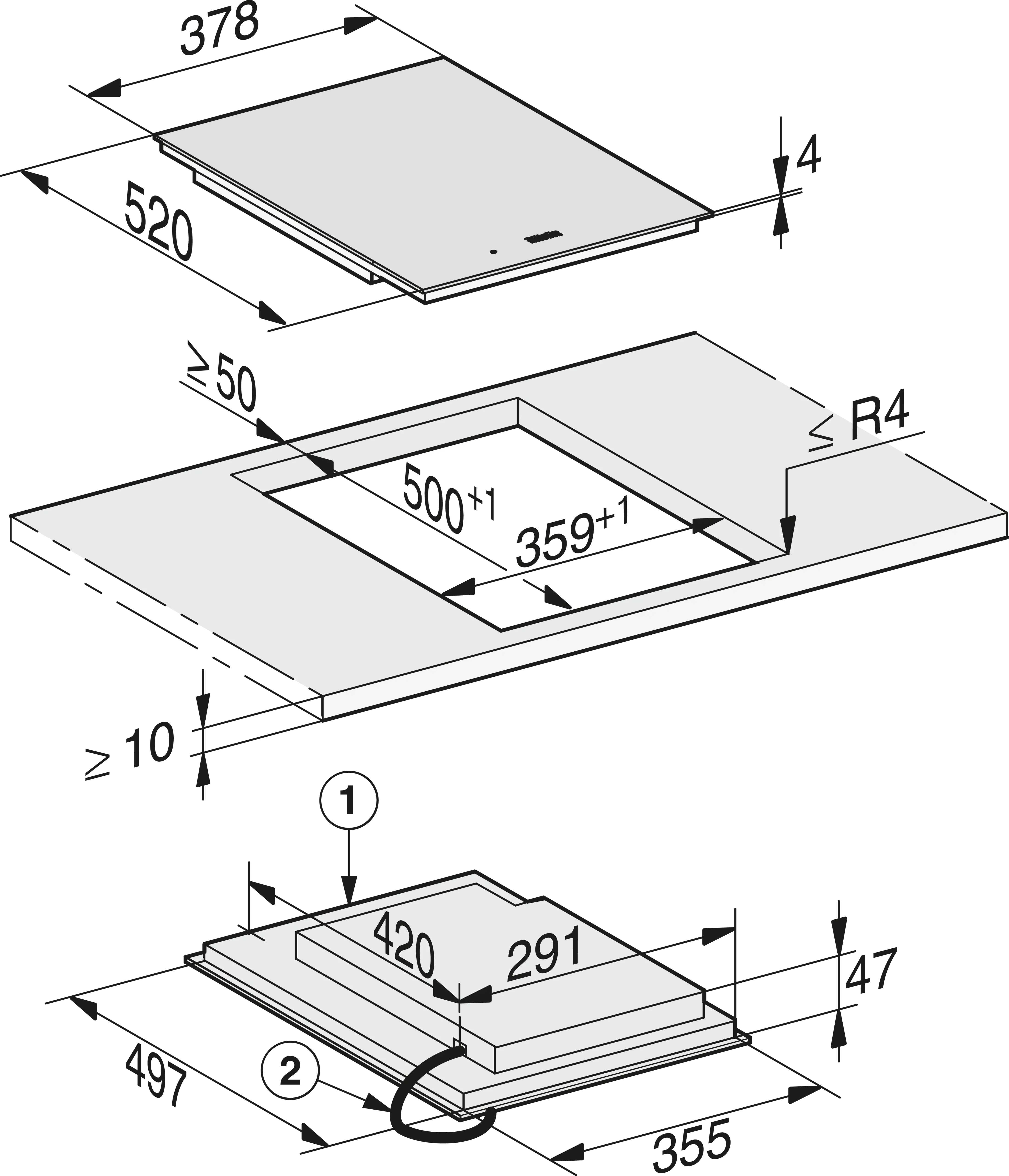 Plita incorporabila pe inductie Miele Platinum cu 2 zone CS 7612 FL Negru
