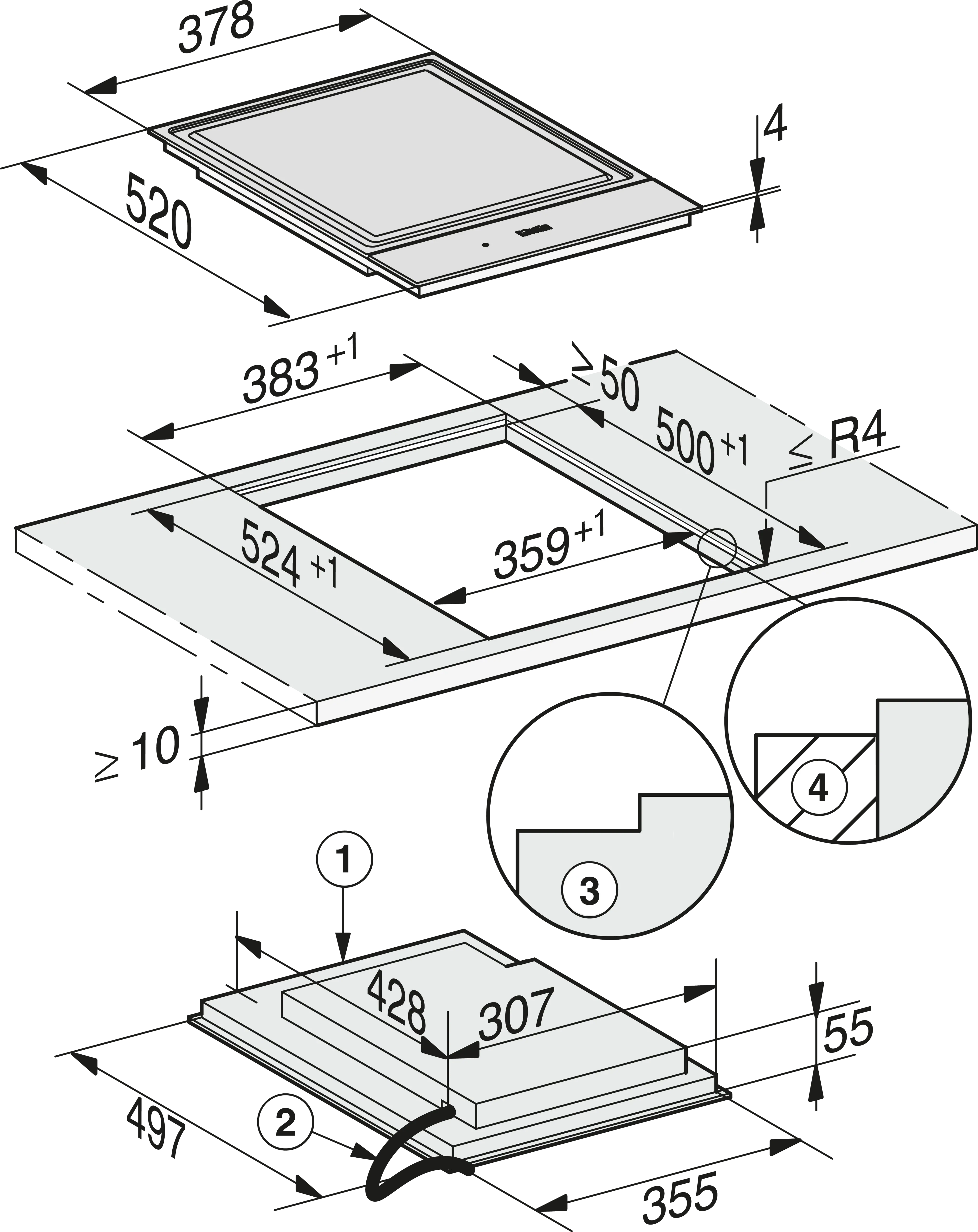 Plita incorporabila Teppan Yaki Miele Platinum cu 2 zone CS 7632 FL Negru
