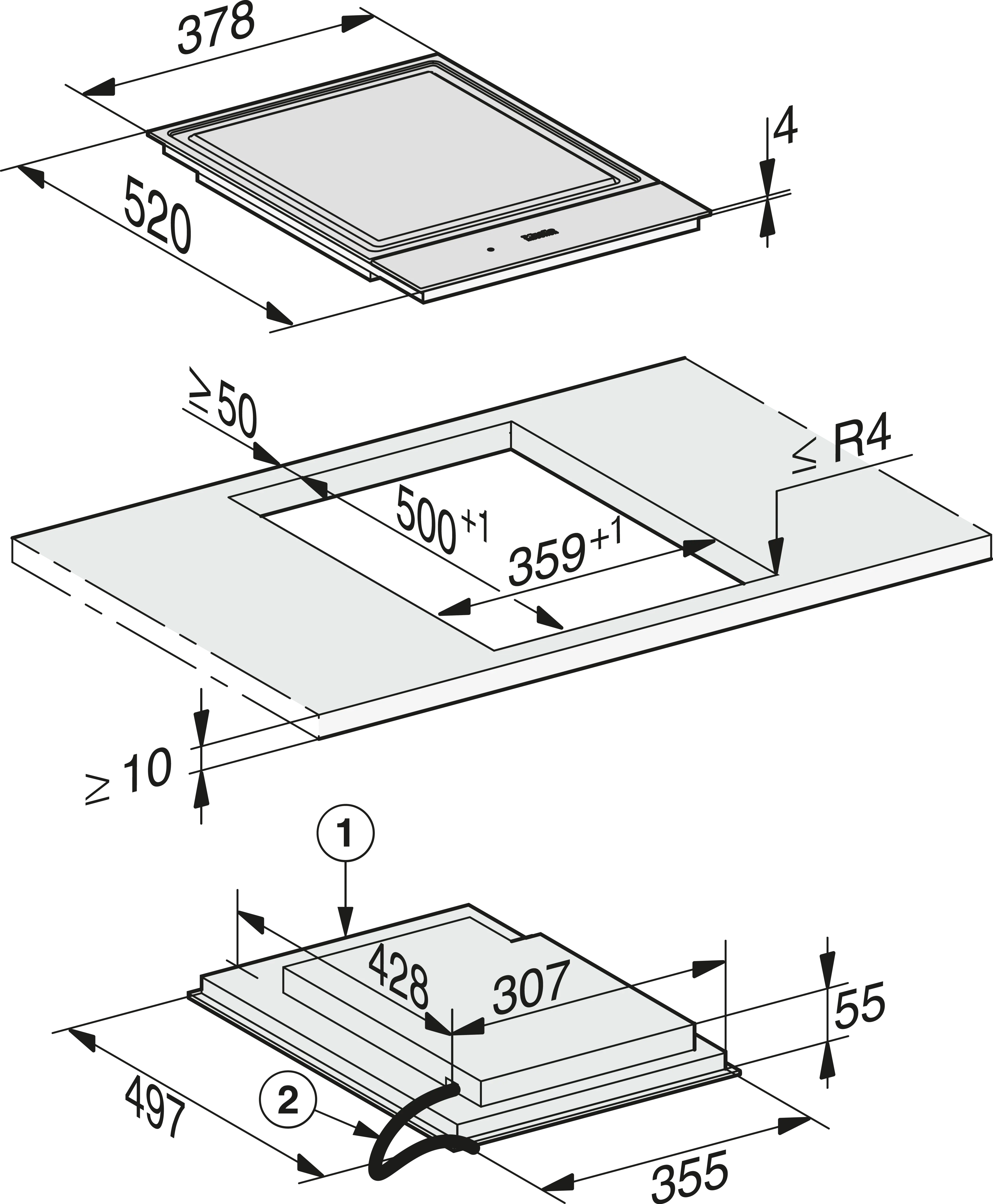 Plita incorporabila Teppan Yaki Miele Platinum cu 2 zone CS 7632 FL Negru