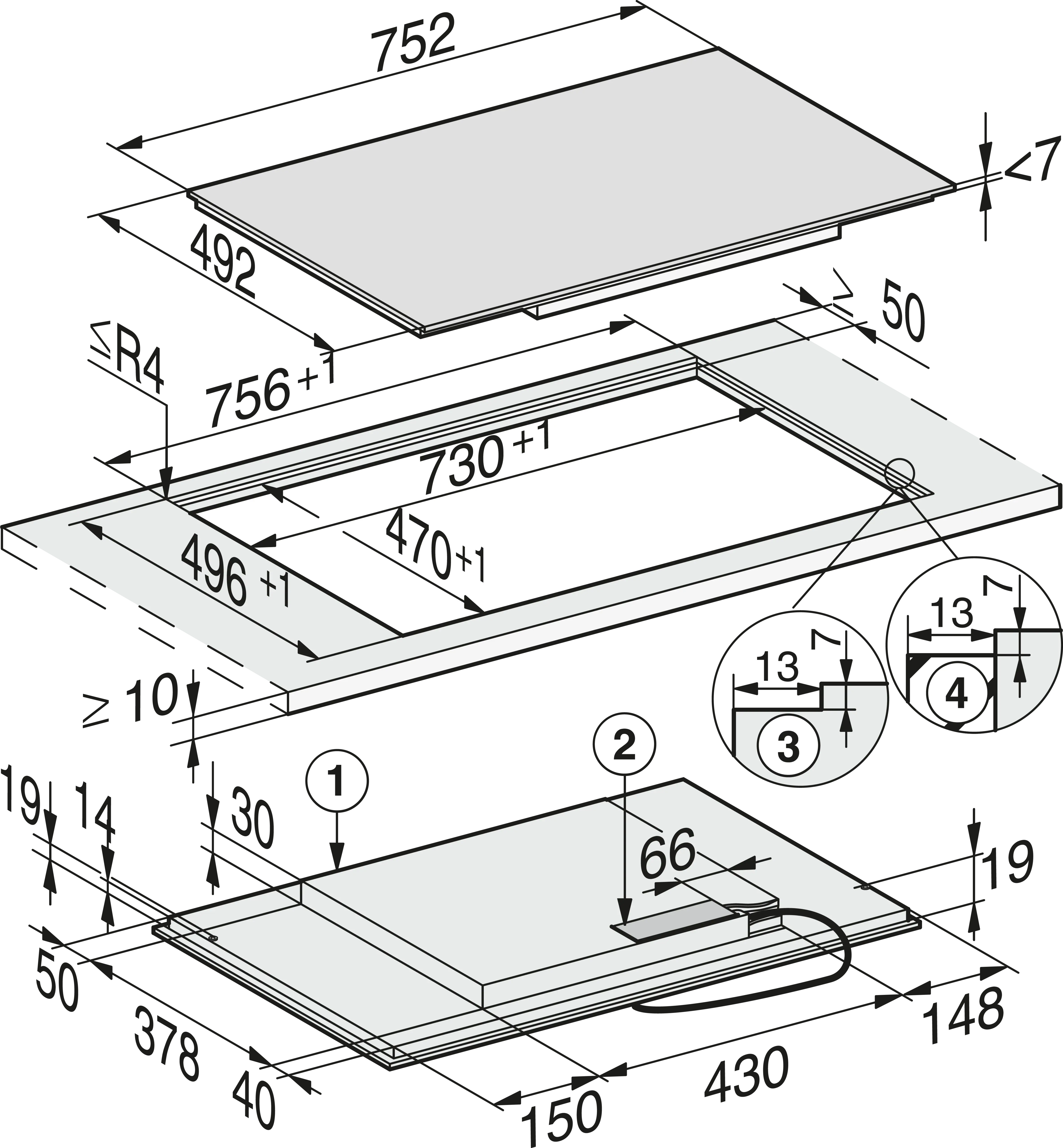 Plita incorporabila pe inductie Miele Gold cu 4 zone KM 7414 FX