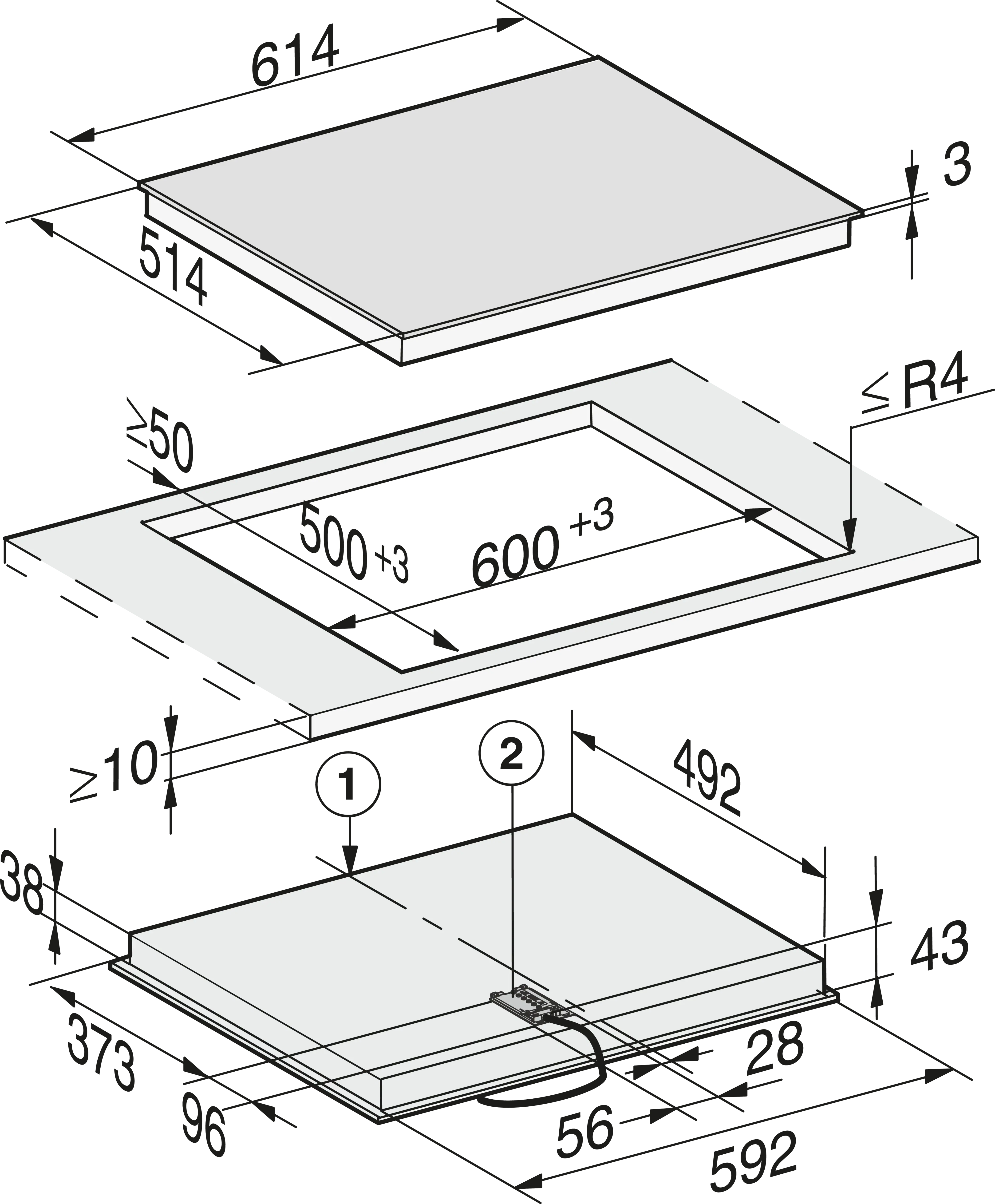 Plita incorporabila electrica Miele Silver cu 4 zone KM 6521 FR