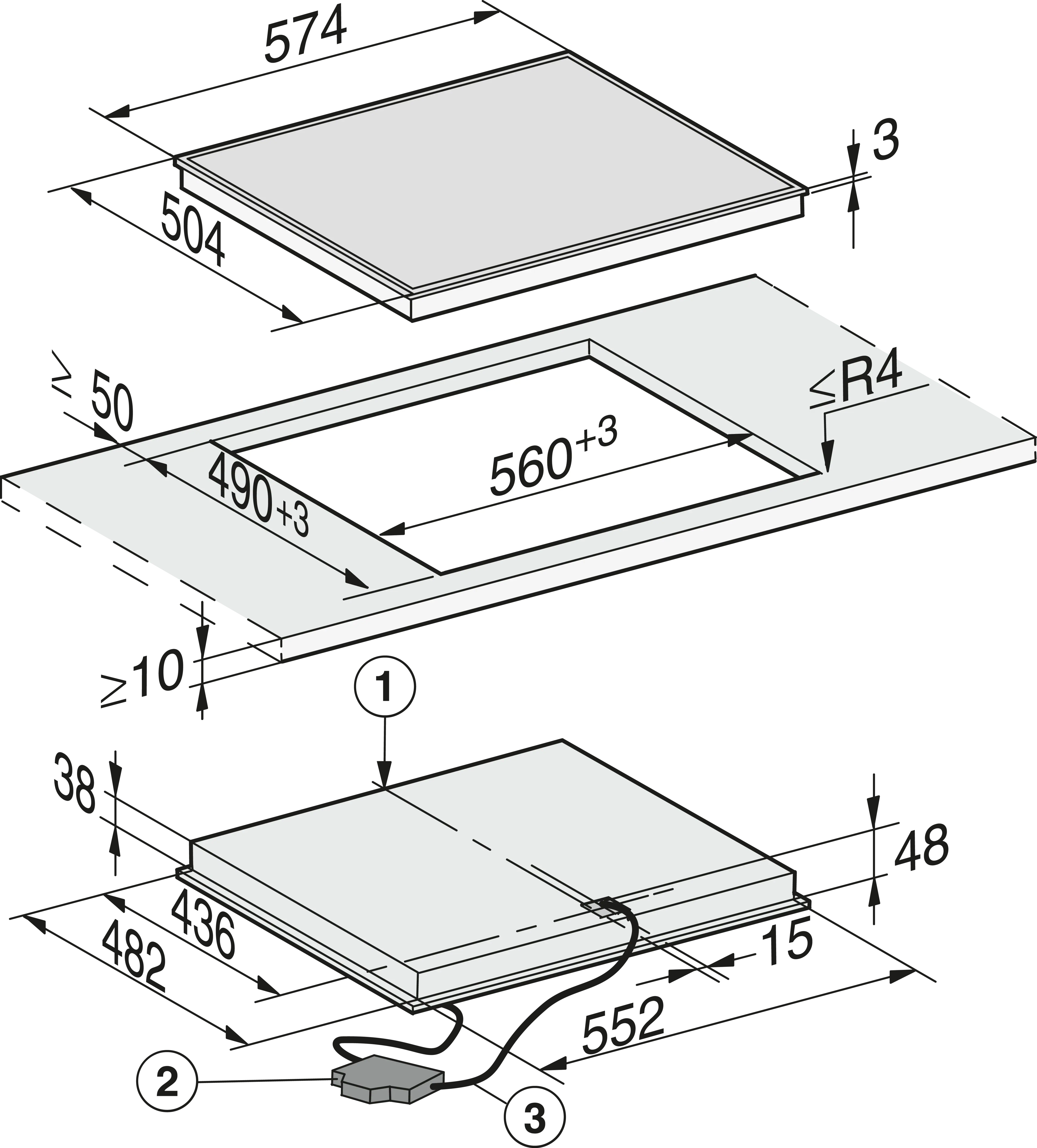 Plita incorporabila electrica Miele Silver cu 3 zone KM 6527 FR