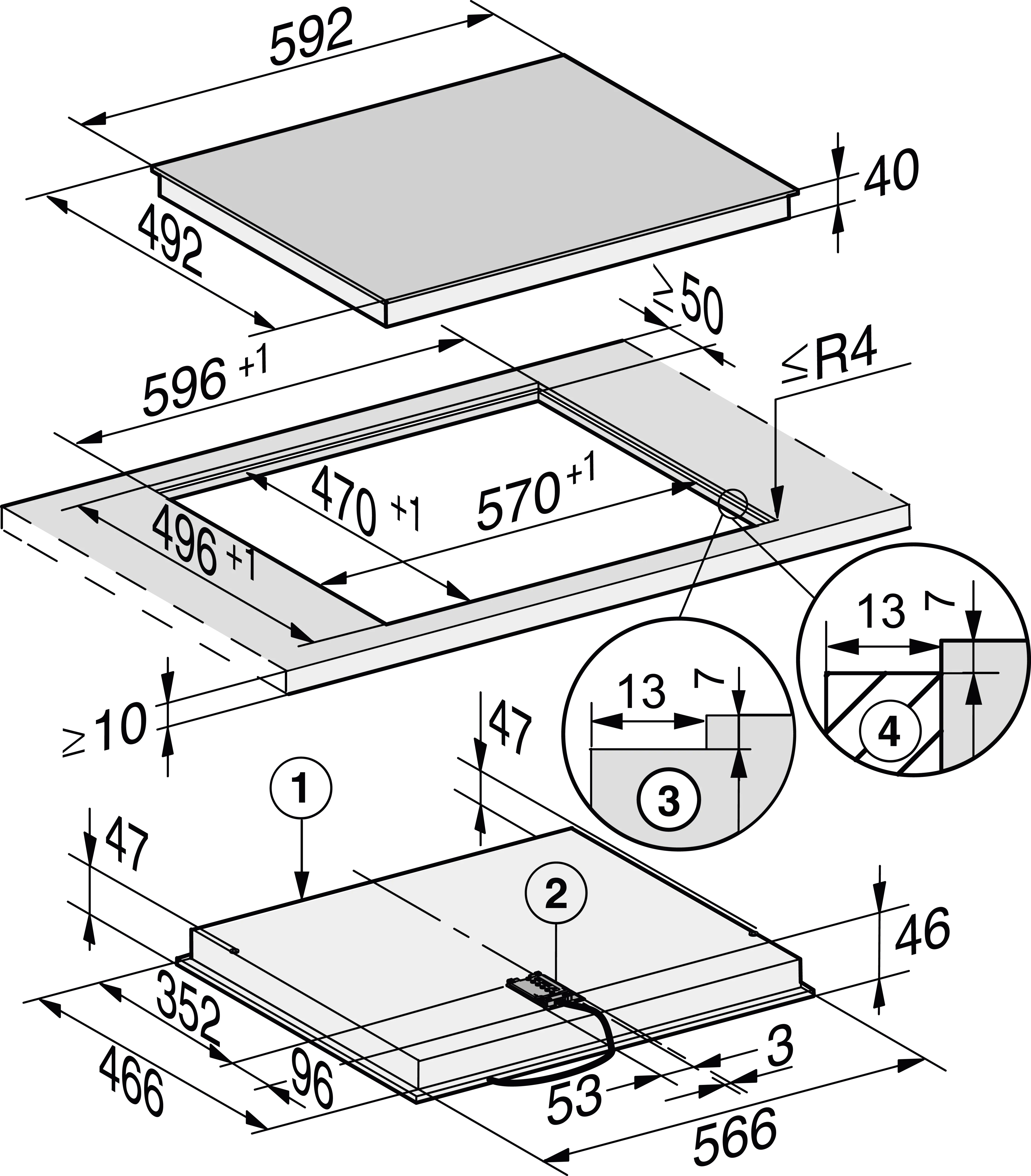 Plita incorporabila electrica Miele Silver cu 4 zone KM 6520 FL