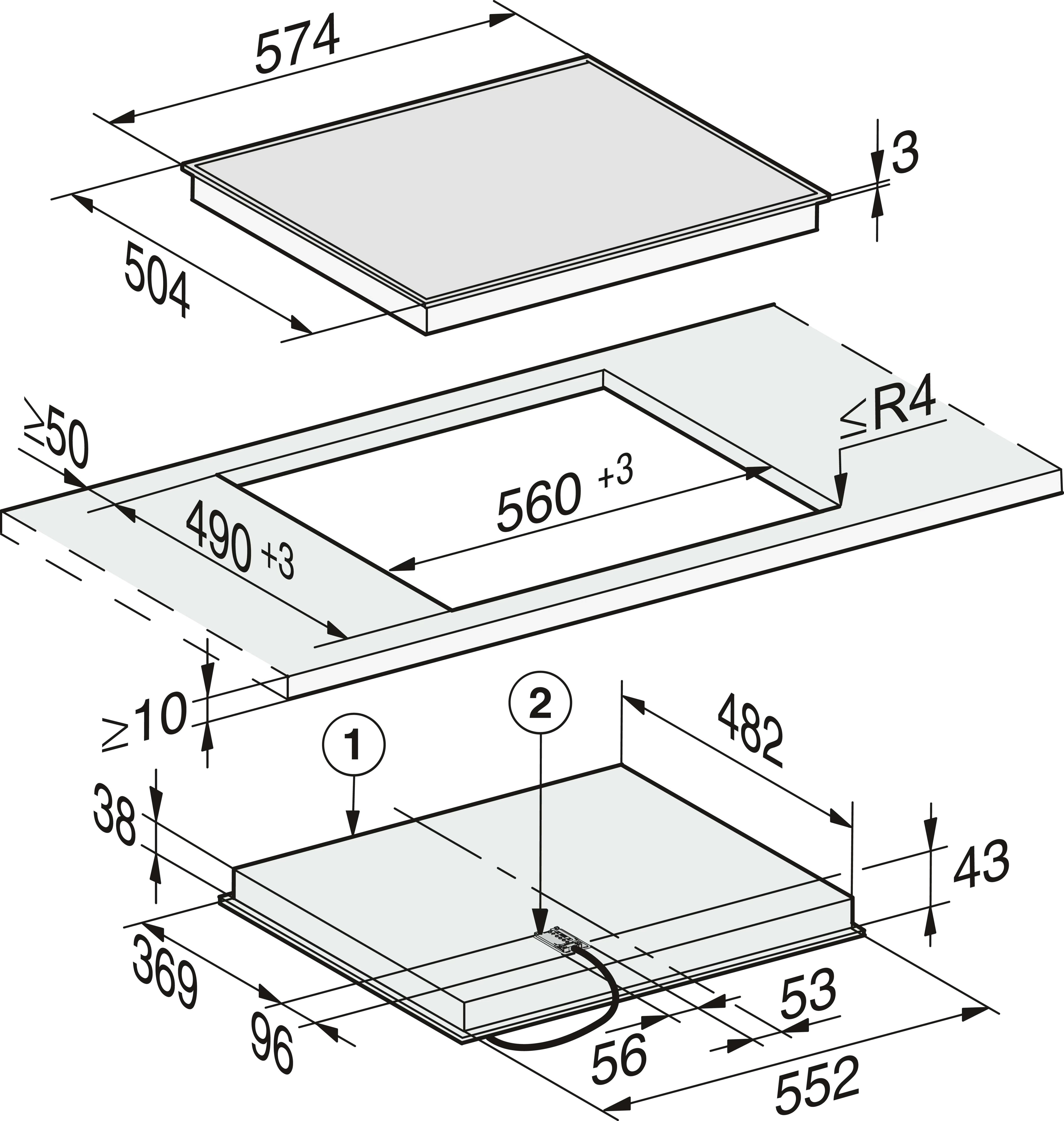Plita incorporabila electrica Miele Silver cu 4 zone KM 6520 FR