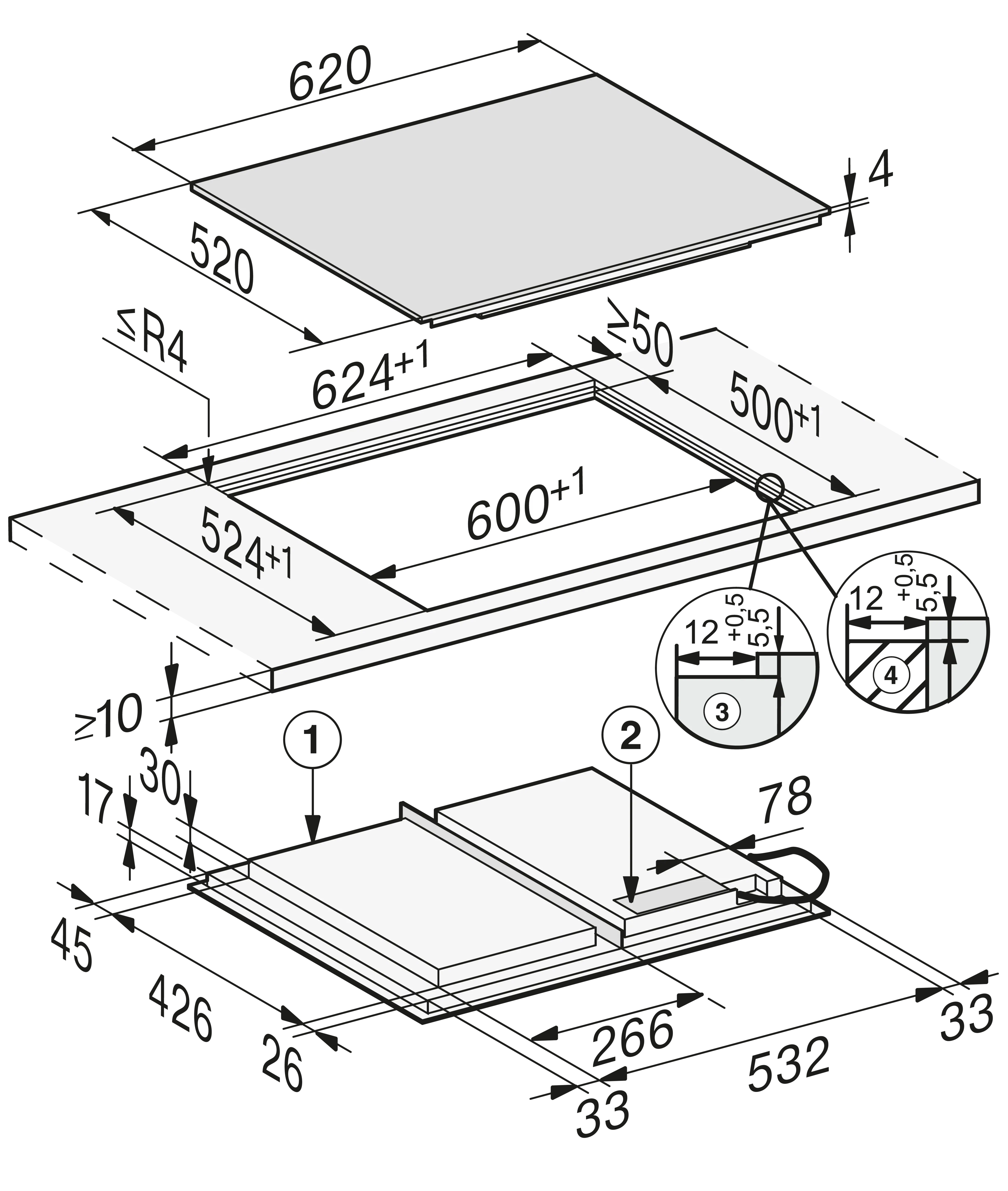 Plita incorporabila pe inductie Miele Diamond cu 4 zone KM 7867-1 FL
