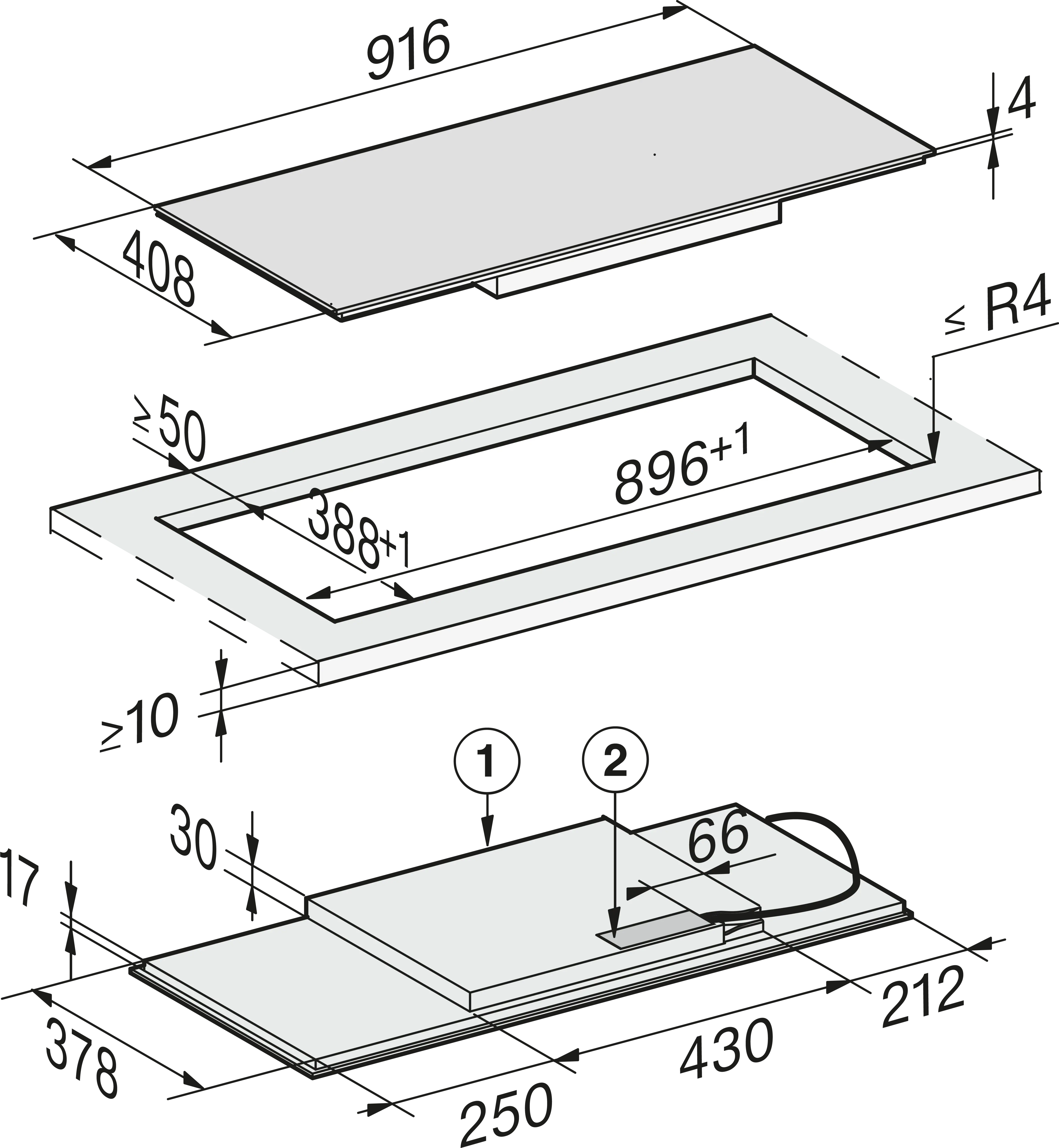 Plita incorporabila pe inductie Miele Platinium cu 4 zone KM 7684 FL