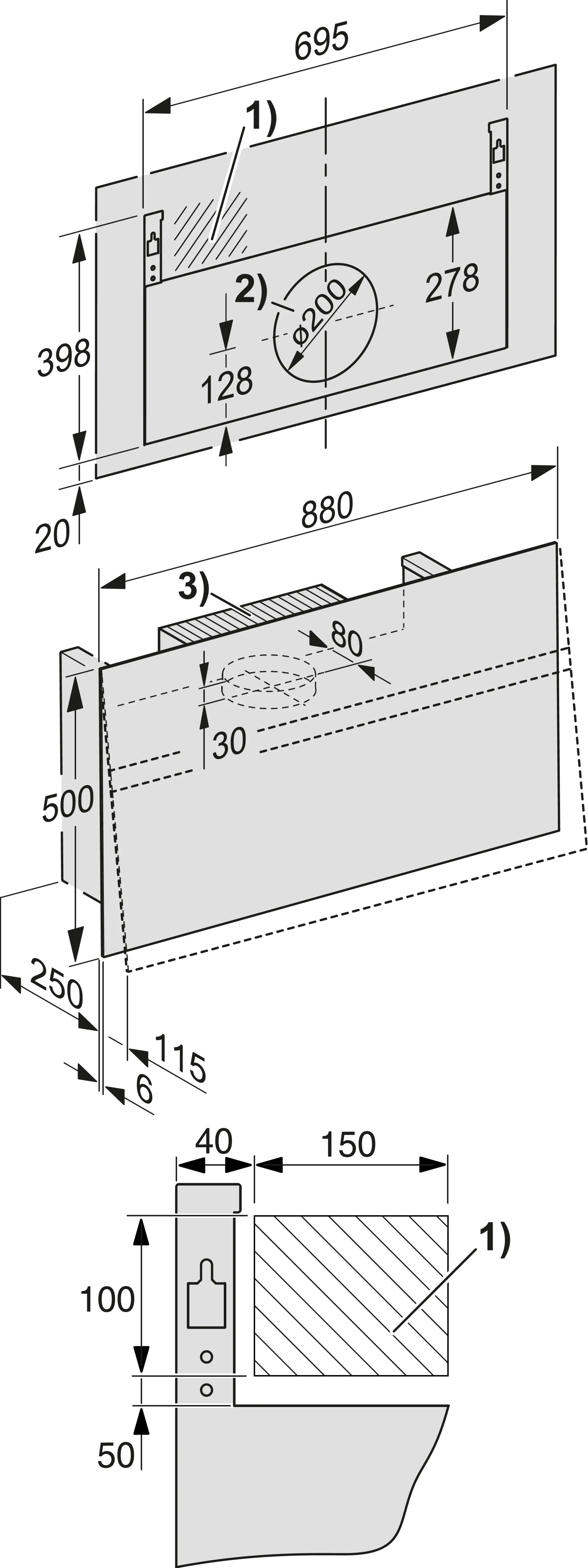 Hota de perete Miele Gold DA 9299 W Screen blbo Blackboard