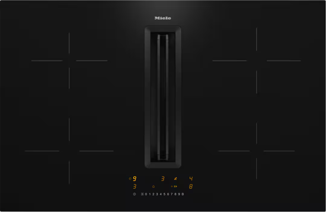 Plita incorporabila cu hota integrata Miele Silver cu 4 zone KMDA 7272-1 FL Silence