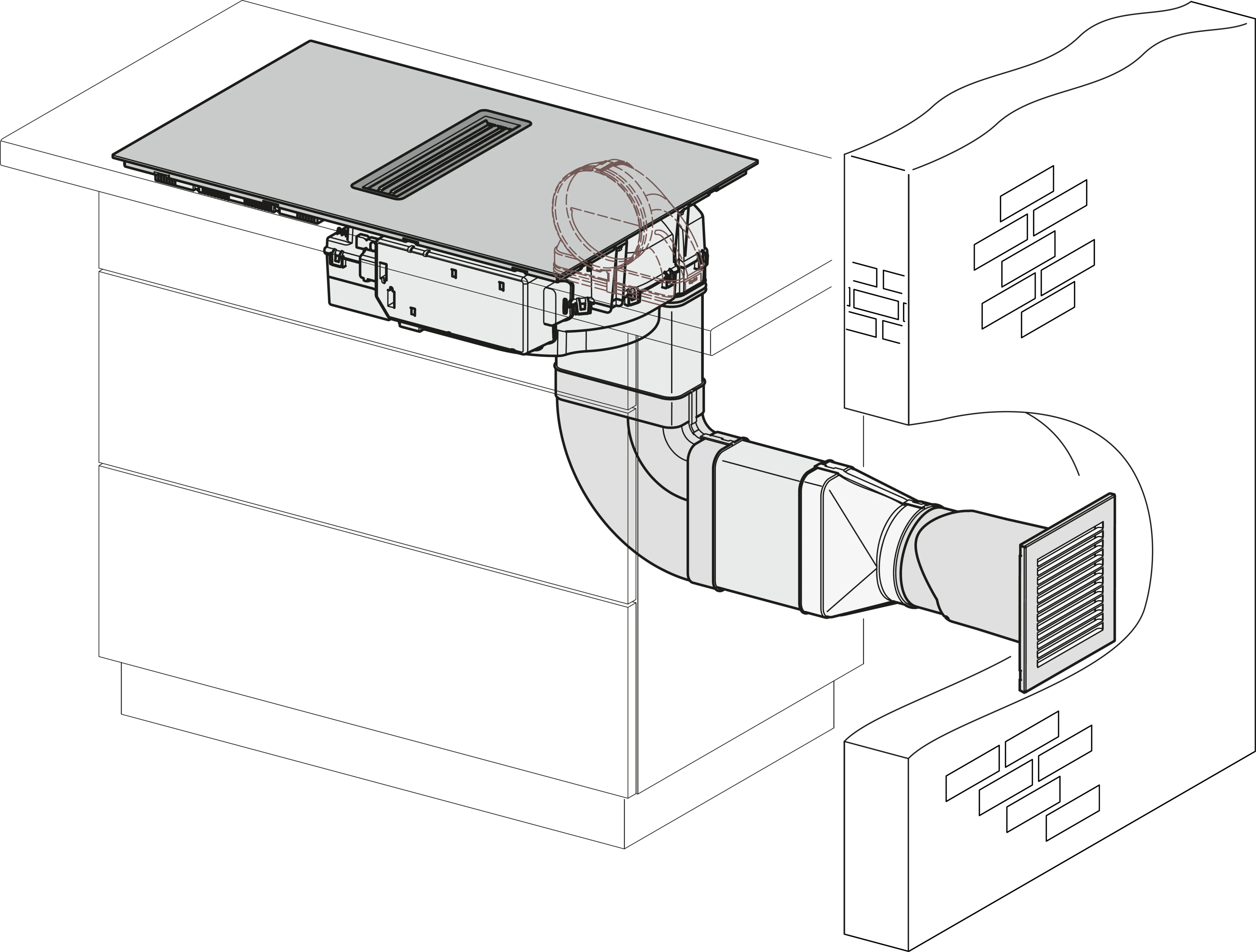 Plita incorporabila cu hota integrata Miele Silver cu 4 zone KMDA 7272-1 FL Silence