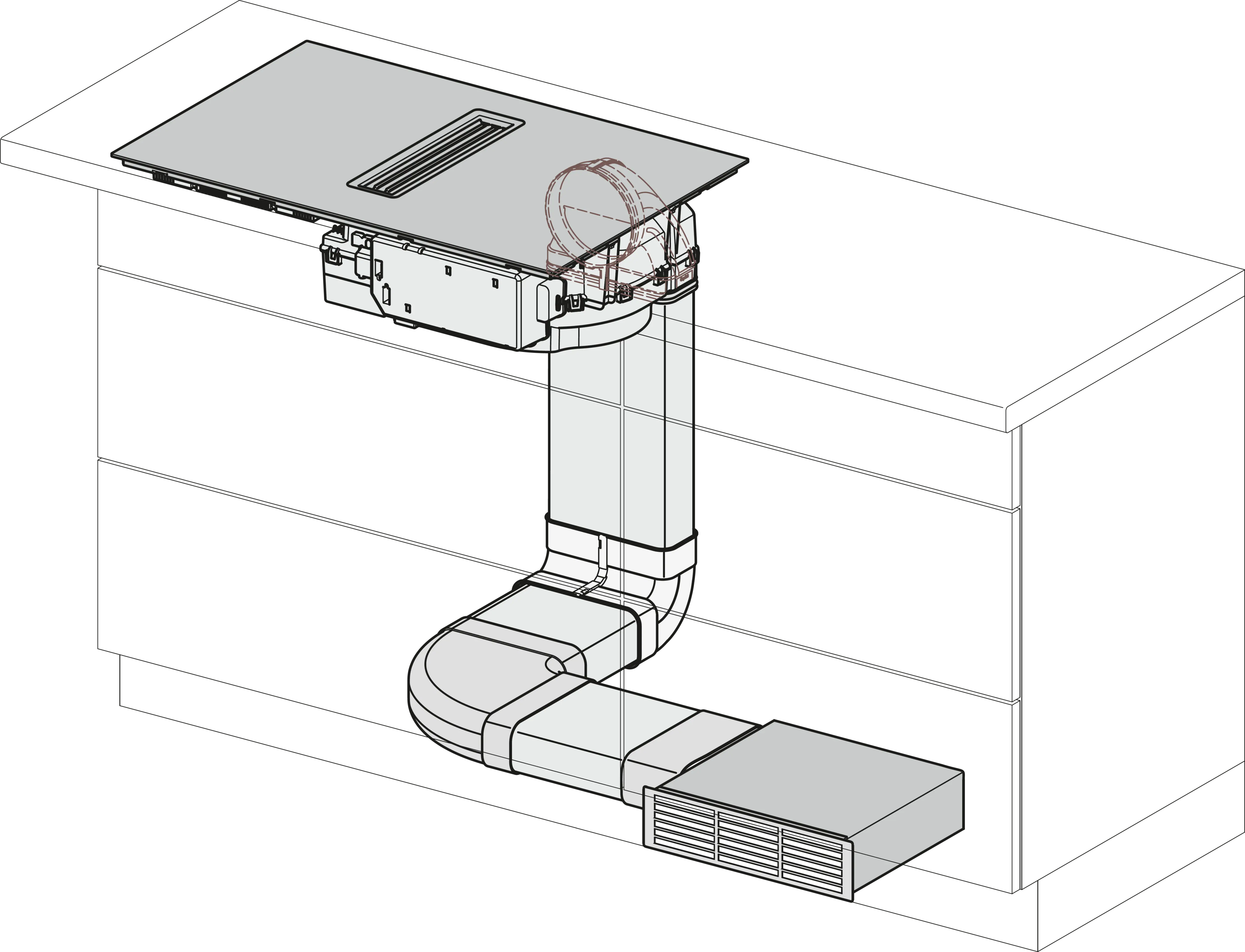 Plita incorporabila cu hota integrata Miele Silver cu 4 zone KMDA 7272-1 FL Silence