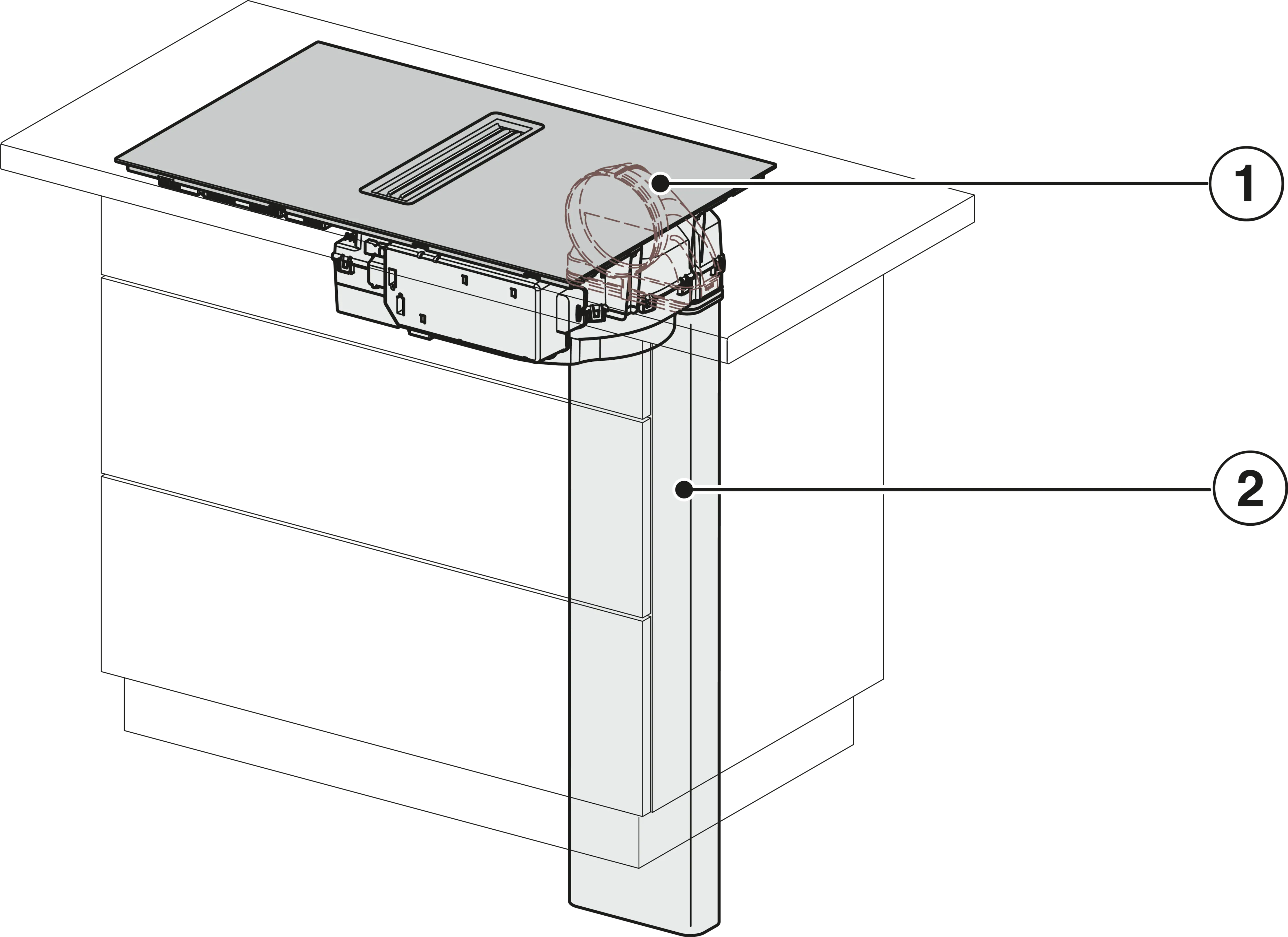 Plita incorporabila cu hota integrata Miele Silver cu 4 zone KMDA 7272-1 FL Silence