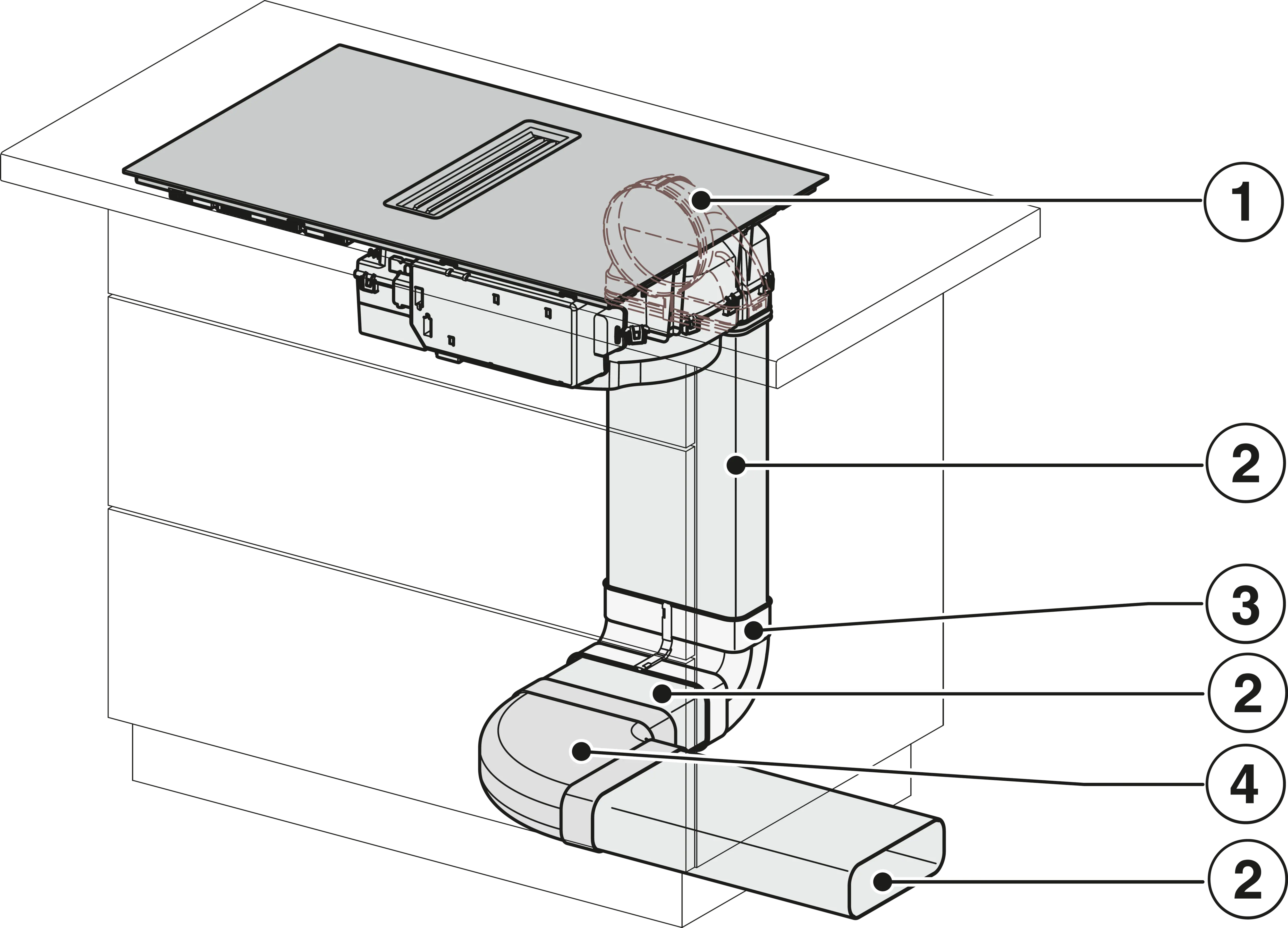 Plita incorporabila cu hota integrata Miele Silver cu 4 zone KMDA 7272-1 FL Silence