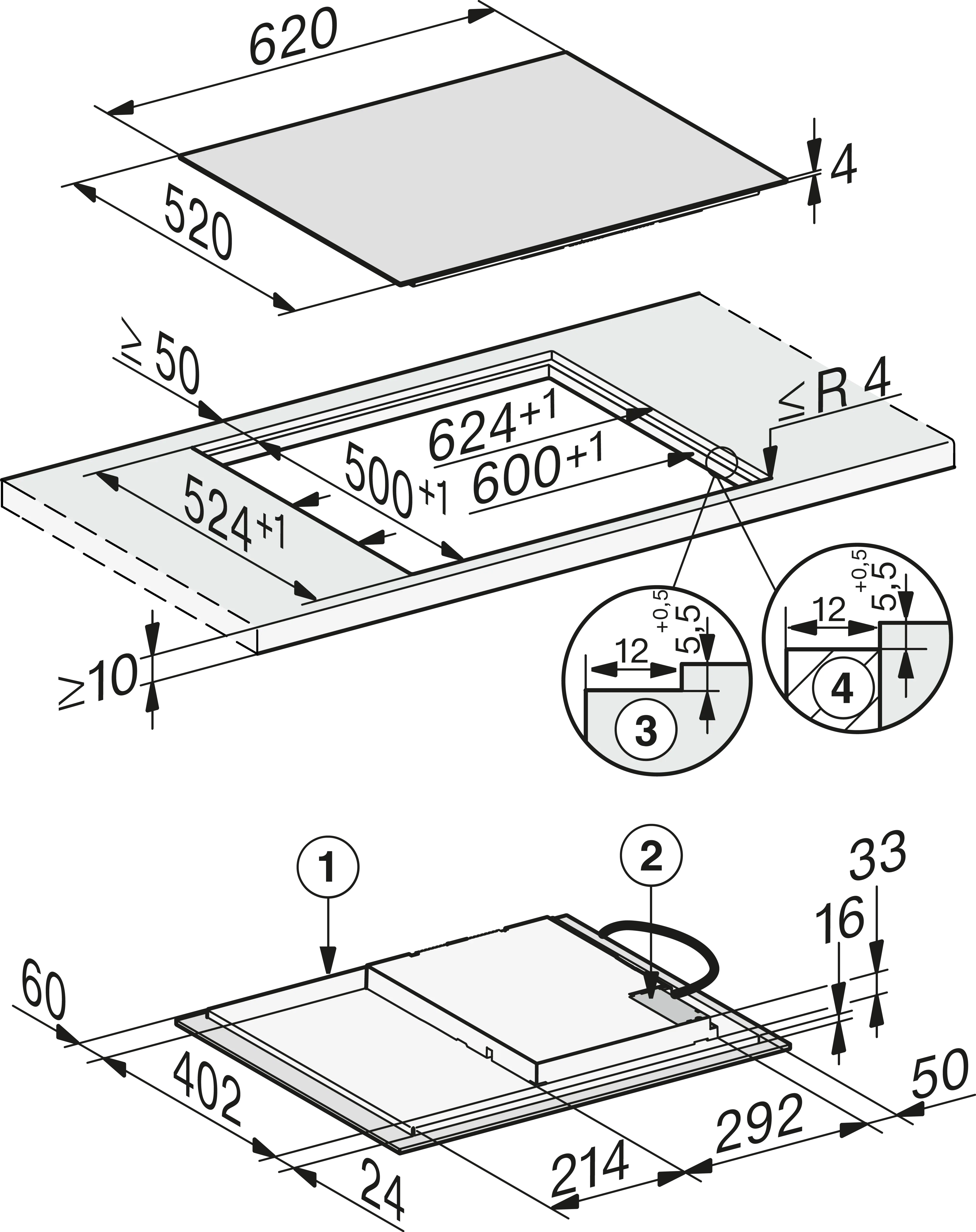 Plita incorporabila pe inductie Miele Silver cu 4 zone KM 7361 FL