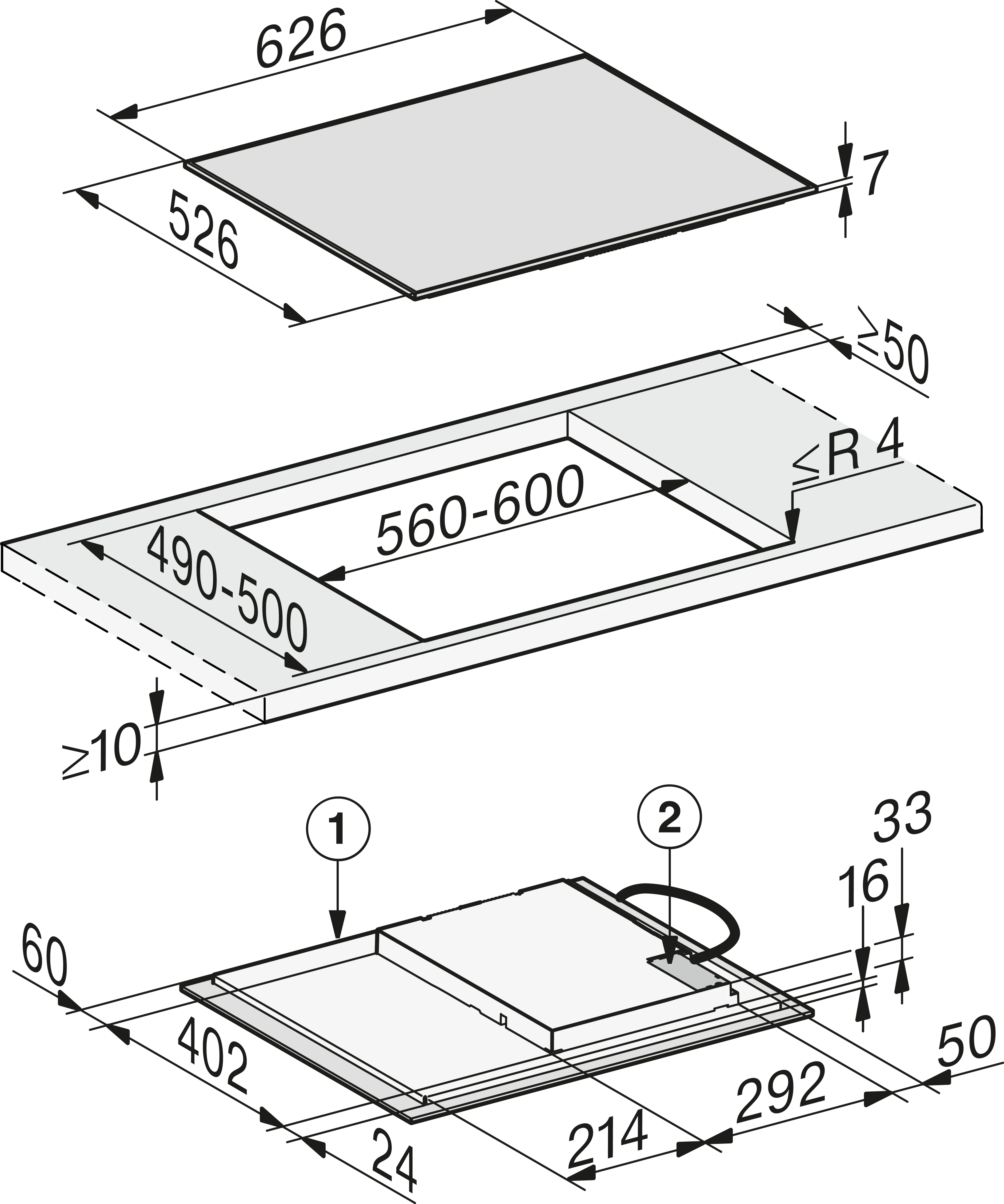 Plita incorporabila pe inductie Miele Silver cu 4 zone KM 7361 FR