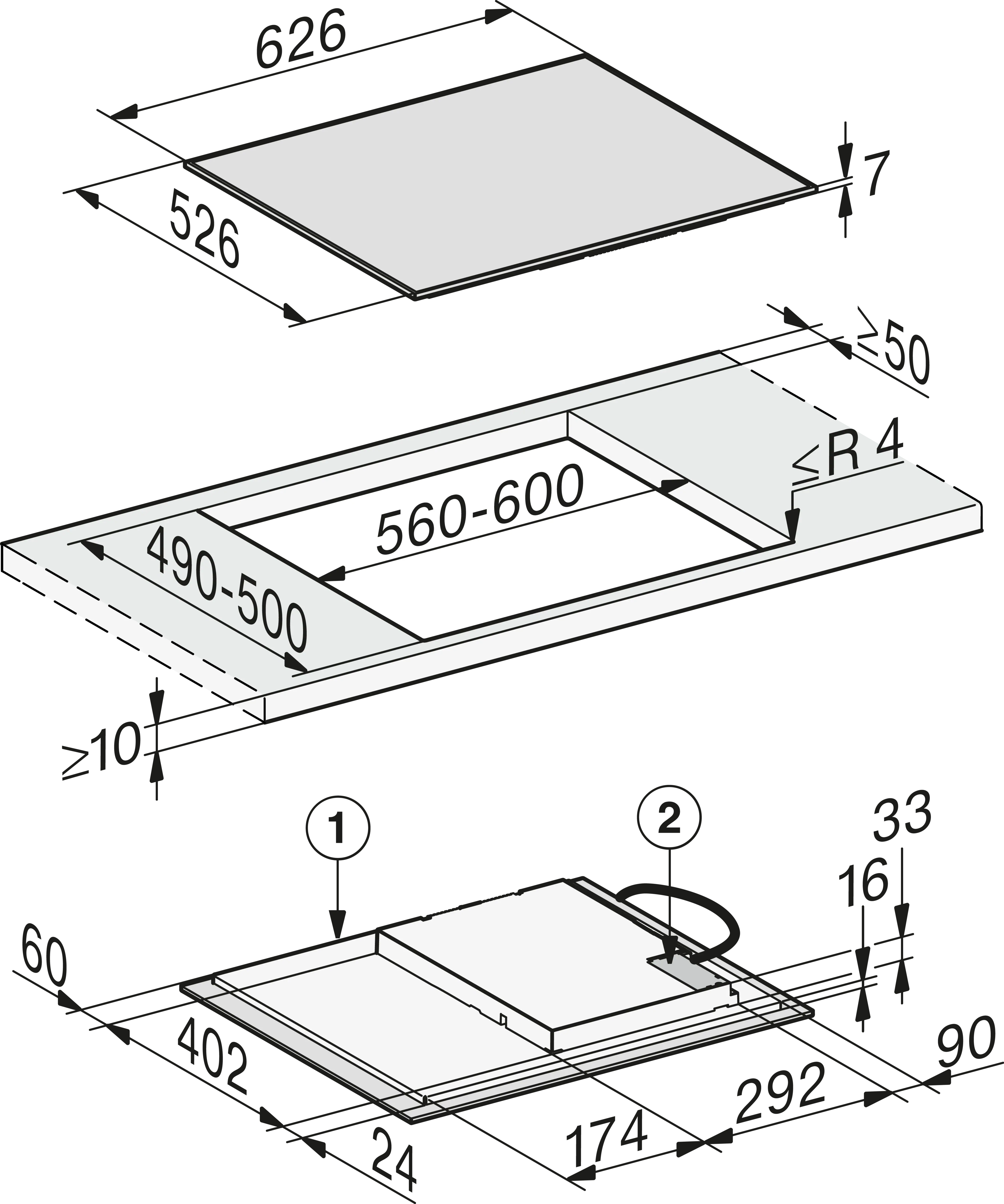Plita incorporabila pe inductie Miele Silver cu 4 zone KM 7363 FR