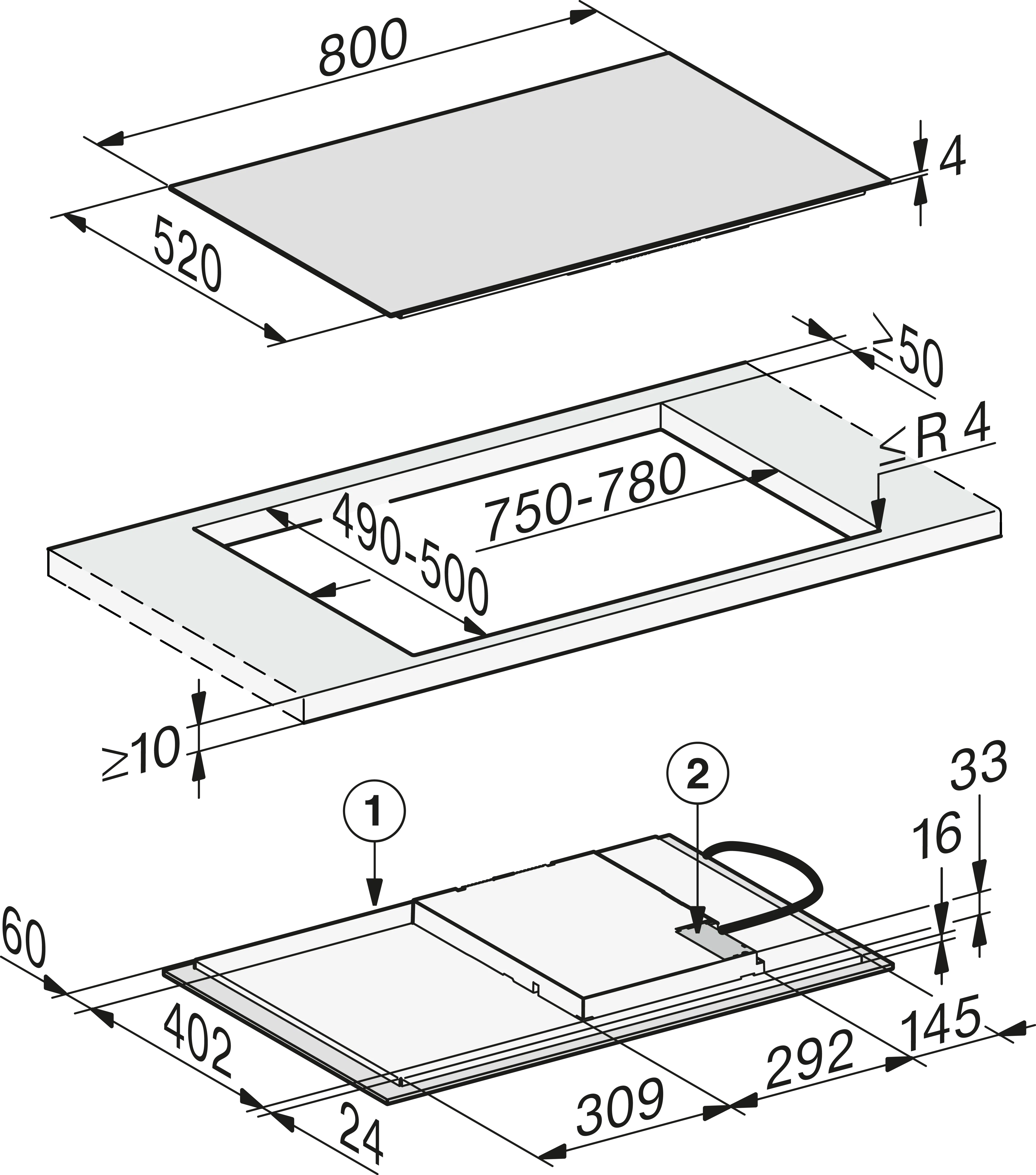 Plita incorporabila pe inductie Miele Silver cu 4 zone KM 7373 FL