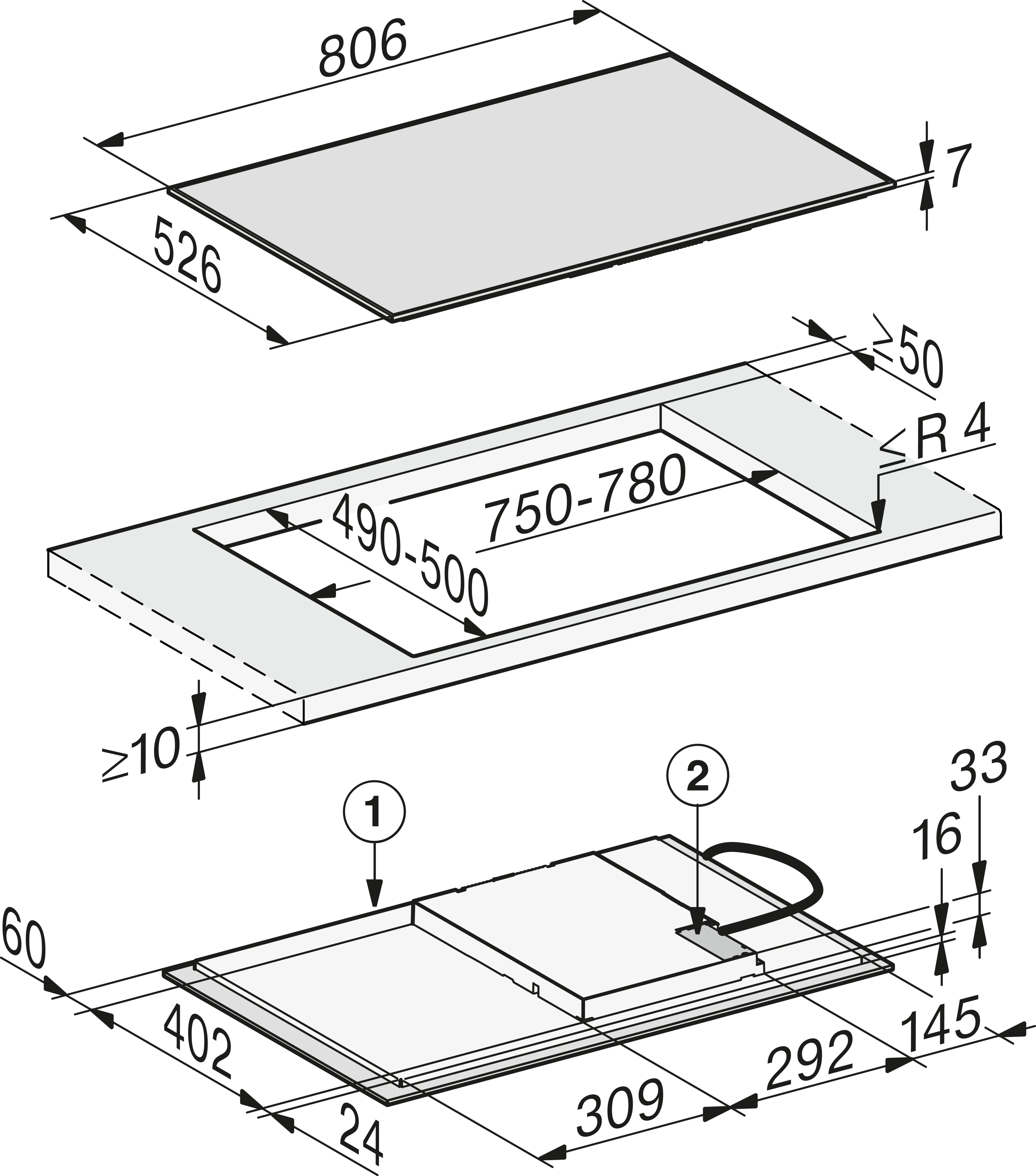 Plita incorporabila pe inductie Miele Silver cu 4 zone KM 7373 FR