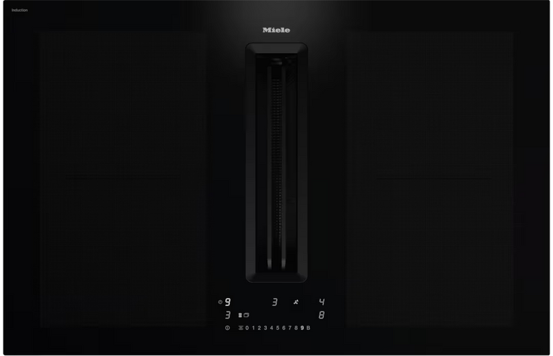 Plita incorporabila cu hota integrata Miele Platinum cu 4 zone KMDA 7676-1 FL BlackPerfection