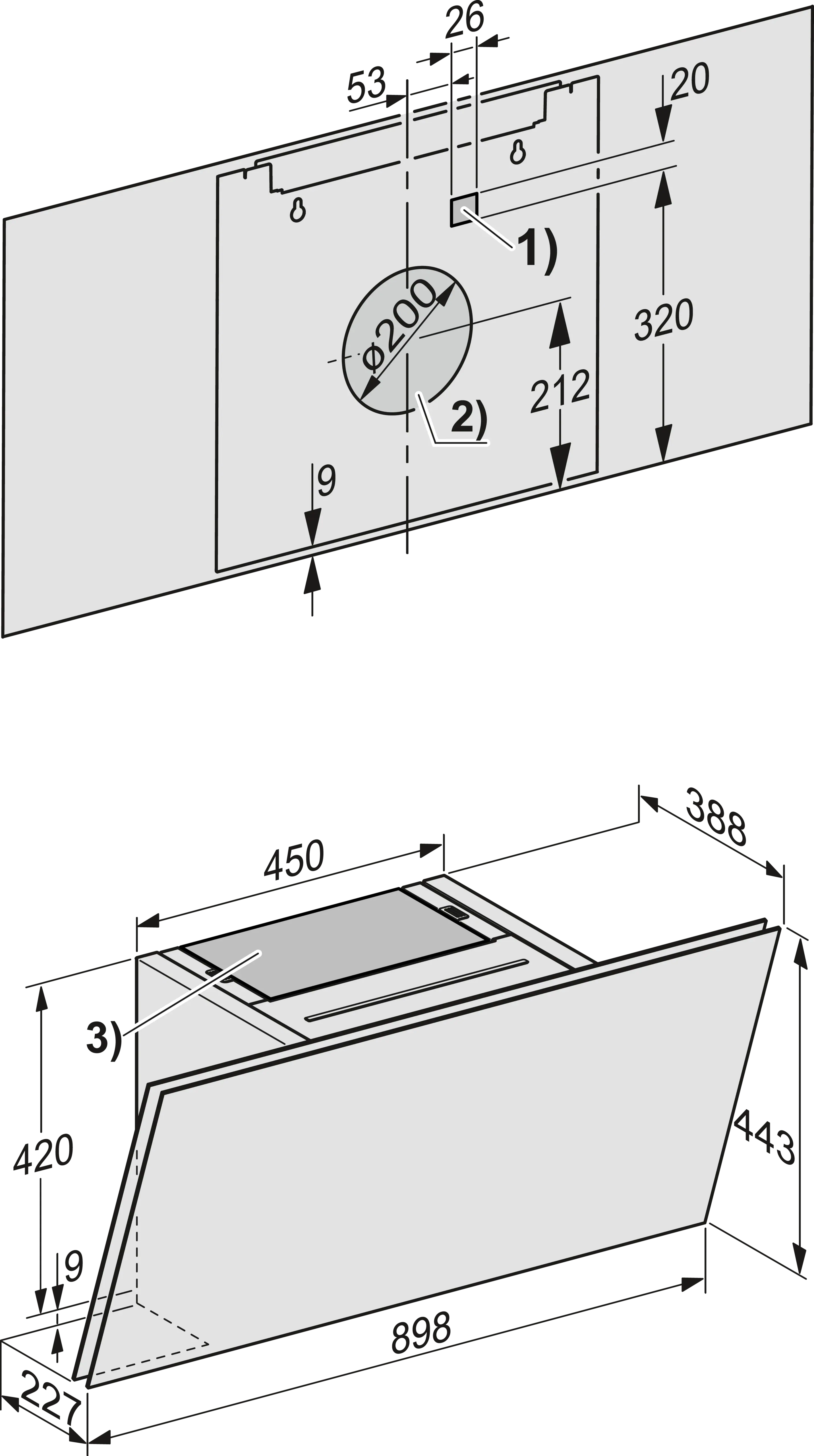 Hota de perete Miele Gold DAH 2960 Escala Negru obsidian