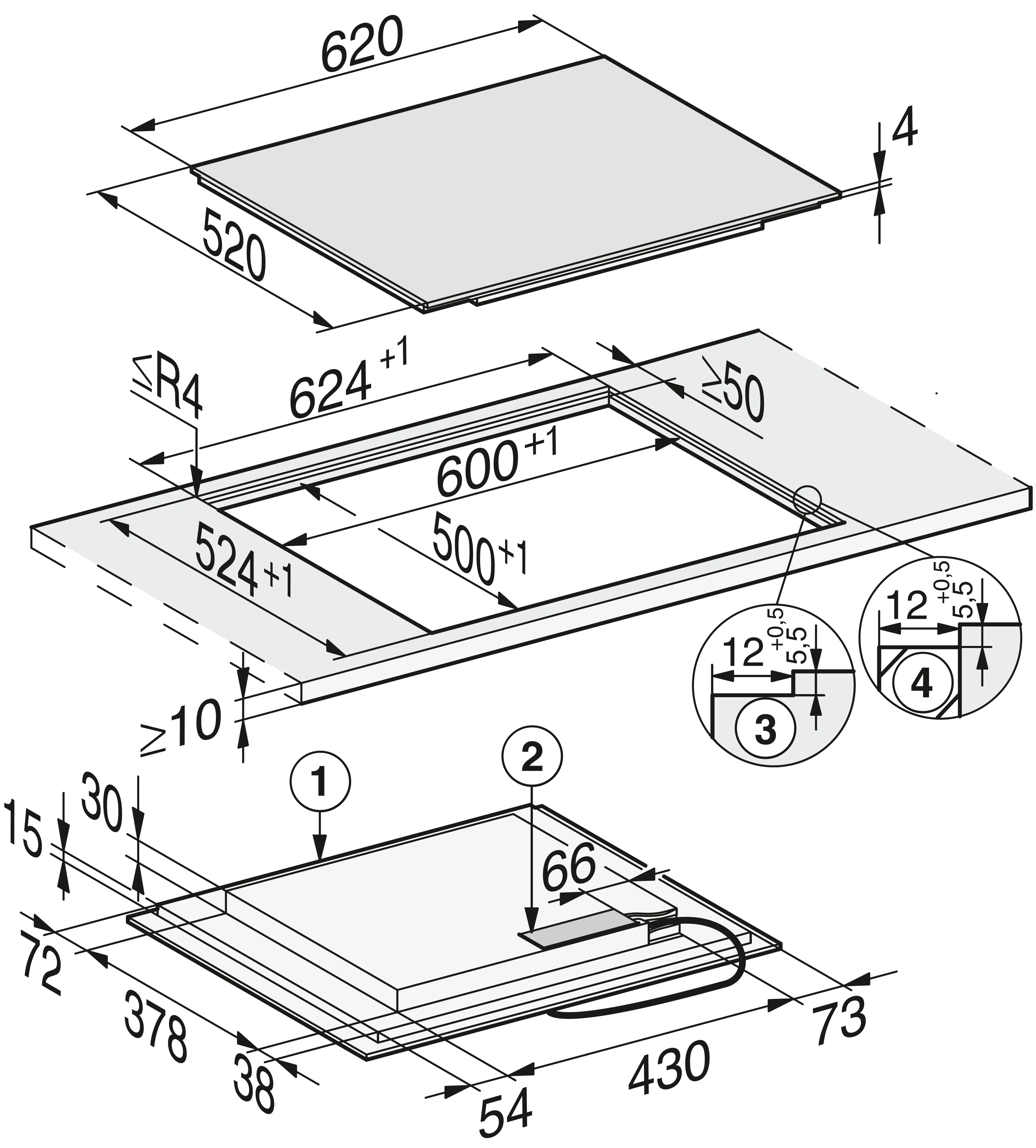 Plita incorporabila pe inductie Miele Gold cu 4 zone KM 7466 FL 125 Edition