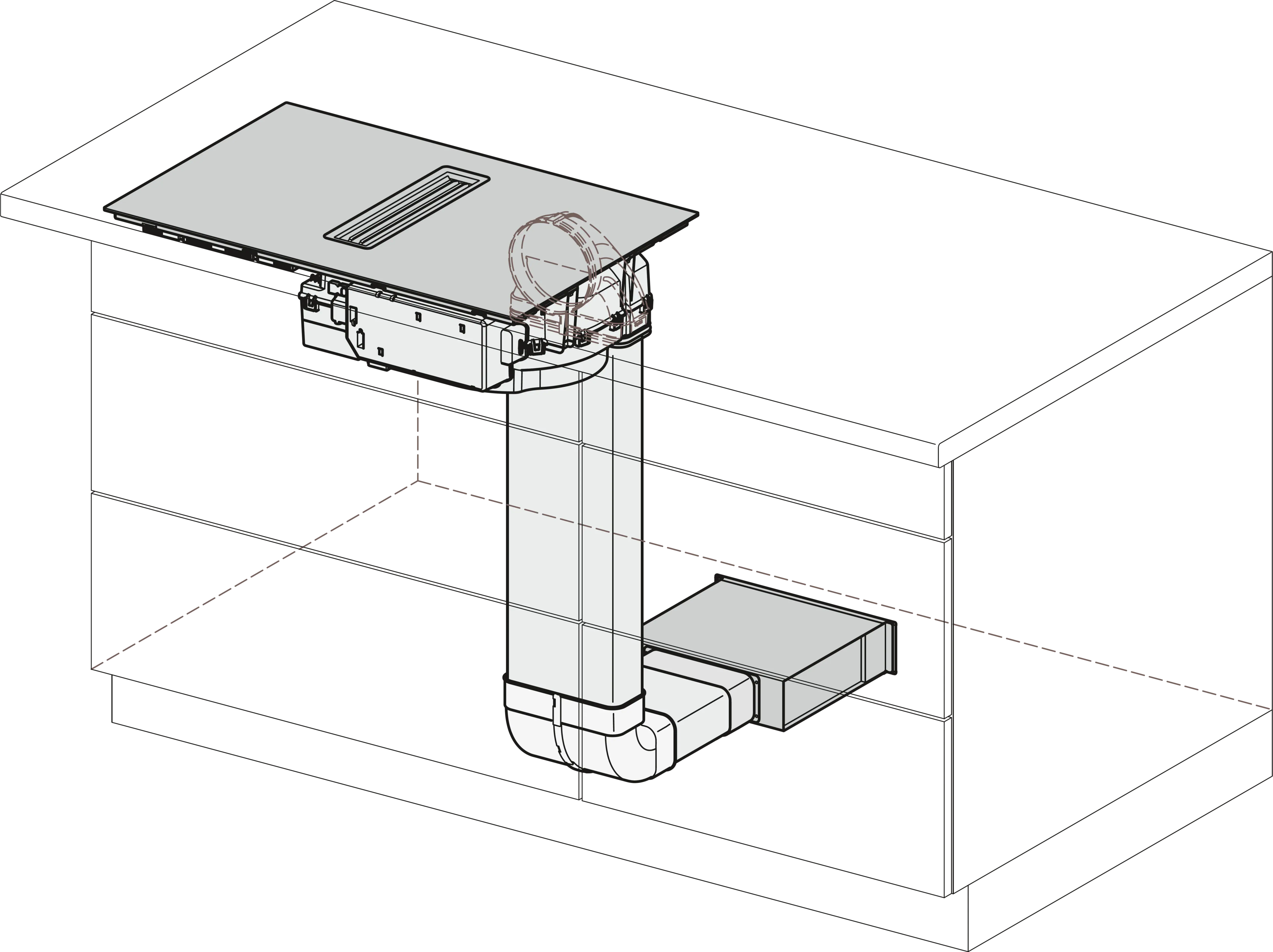 Plita incorporabila cu hota integrata Miele Silver cu 4 zone KMDA 7272-1 FL Silence