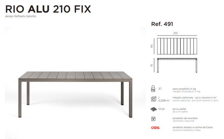 Masa de exterior Rio ALU 210 FIX