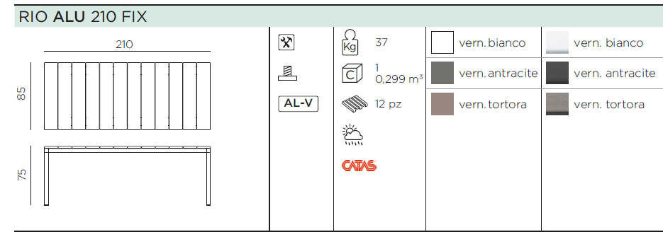 Masa de exterior Rio ALU 210 FIX
