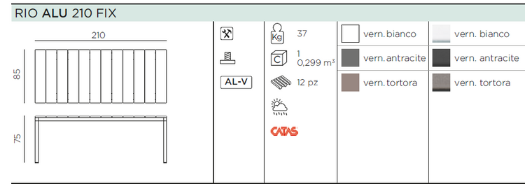 Masa de exterior Rio ALU 210 FIX