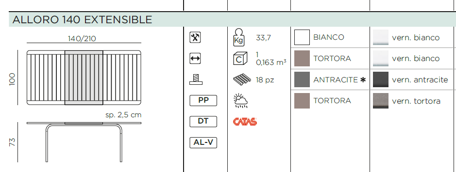 Masa de dining pentru exterior Alloro 140