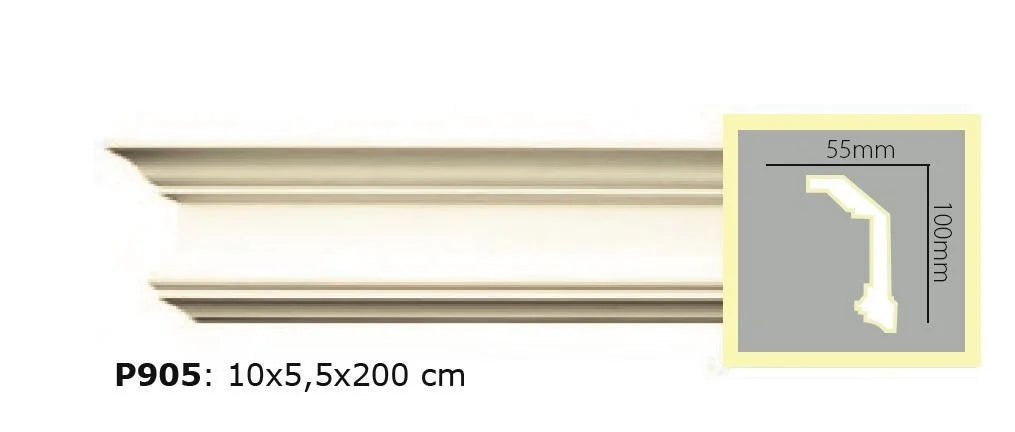 Cornisa decorativa din poliuretan P905 - 10x5.5x200 cm