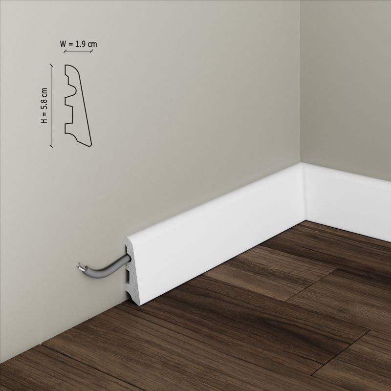 Plinta decorativa din polimer rigid S16 - 5.8x1.8x200 cm