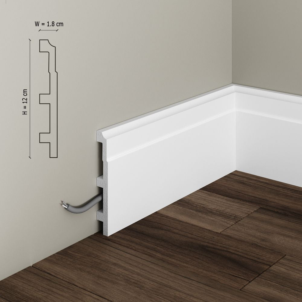 Plinta decorativa din polimer rigid S22 - 12x1.8x200 cm