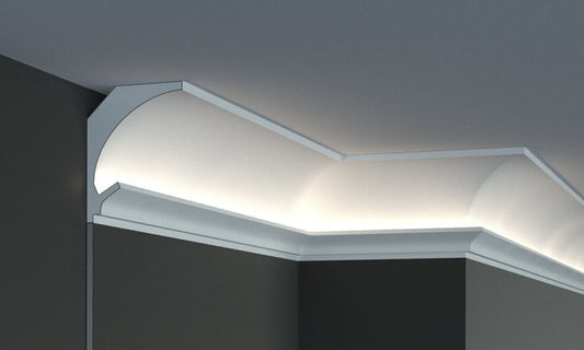 Profil pentru banda LED din polistiren extrudat acoperit cu rasina minerala KD204 - 11.5x9x115 cm Cod produs KD204-11.5x9x115