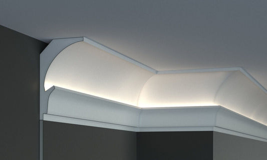 Profil pentru banda LED din polistiren extrudat acoperit cu rasina minerala KD205 - 15x9x115 cm