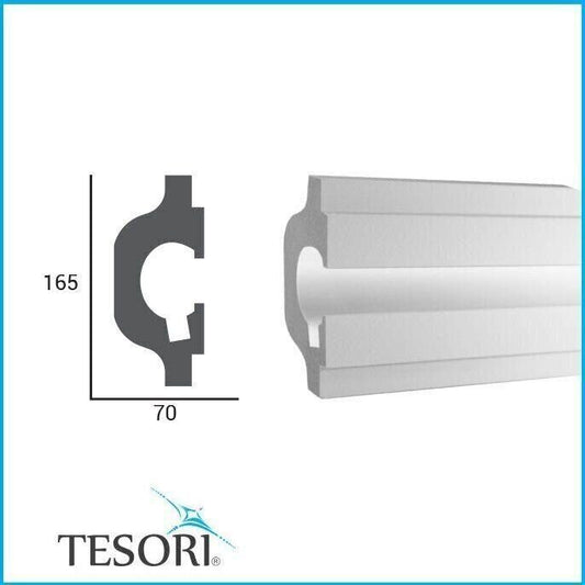 Profil pentru banda LED din polistiren extrudat acoperit cu rasina minerala KD119 - 7x16.5x115 cm