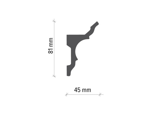 Profil pentru banda LED din poliuretan KF717 - 8.1x4.5x200 cm