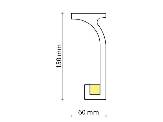 Profil pentru banda LED din poliuretan KF803 - 15x6x200 cm