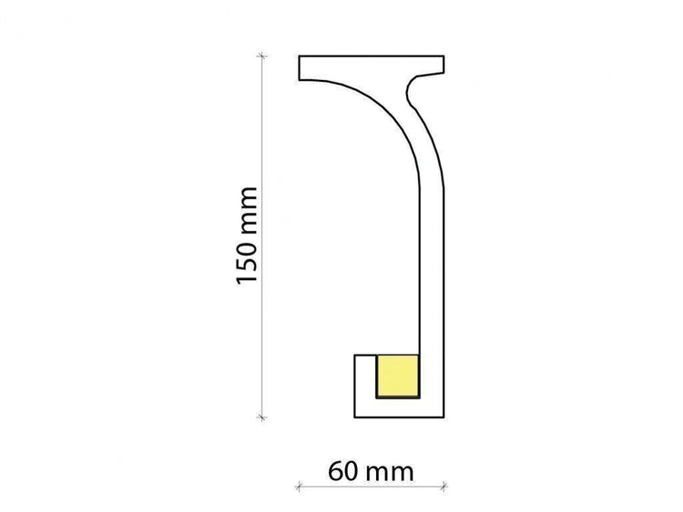 Profil pentru banda LED din poliuretan KF803 - 15x6x200 cm