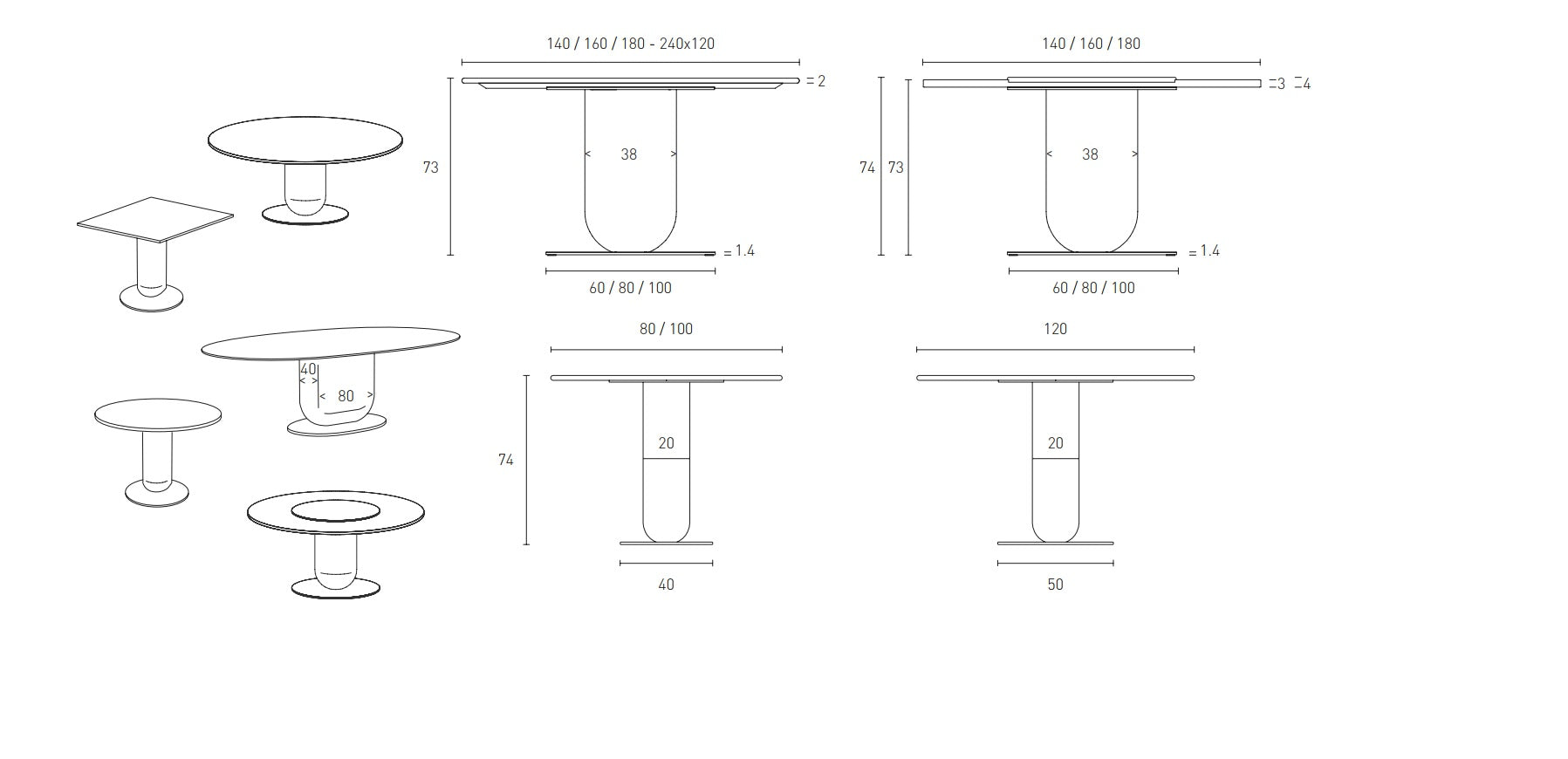 Masa de dining Ettore and Ettorino