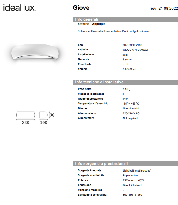 APLICA GIOVE AP1/EXTERIOR