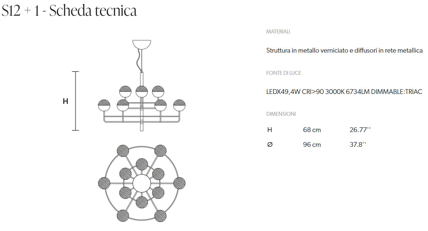 CANDELABRU IGLU SUSPENDATA CIRCULARA,S6+1/S12+1/S18+1