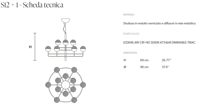 CANDELABRU IGLU SUSPENDATA CIRCULARA,S6+1/S12+1/S18+1