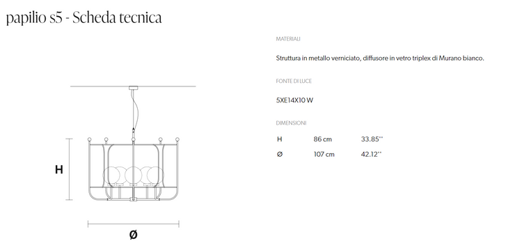 LAMPA SUSPENDATA PAPILIO S5