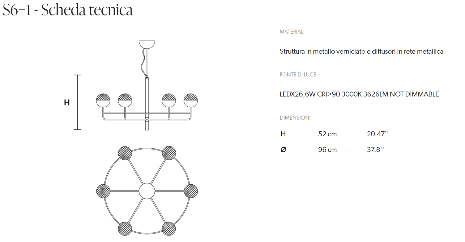 CANDELABRU IGLU SUSPENDATA CIRCULARA,S6+1/S12+1/S18+1