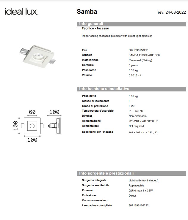 SPOT Samba fi patrat/rotund d60