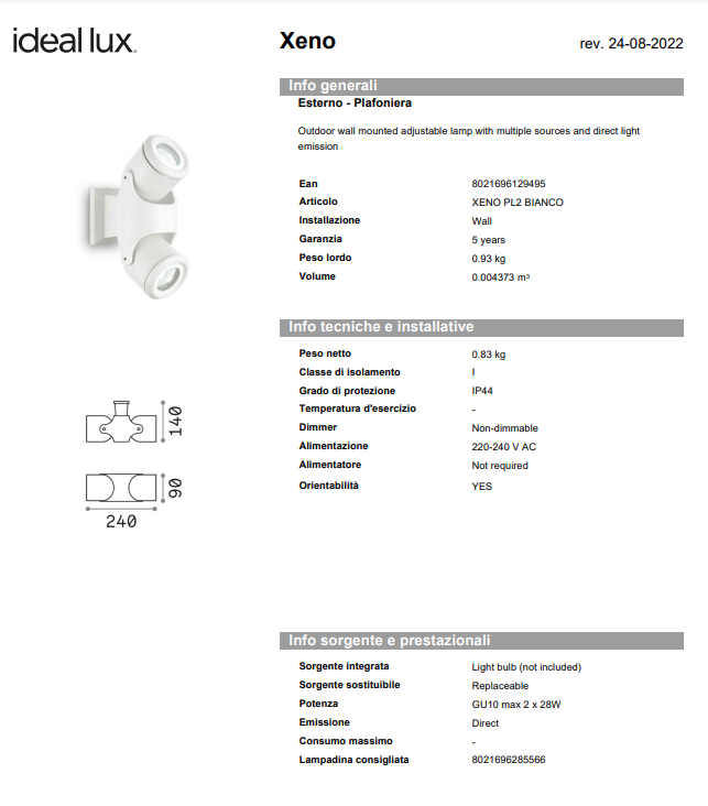 PLAFONIERA XENO PL2/EXTERIOR