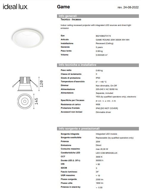 Spot Game round 20w 3000k