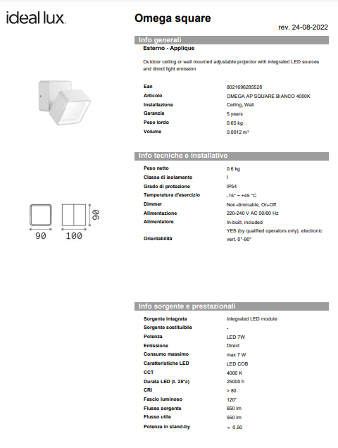 APLICA OMEGA AP PATRAT/EXTERIOR